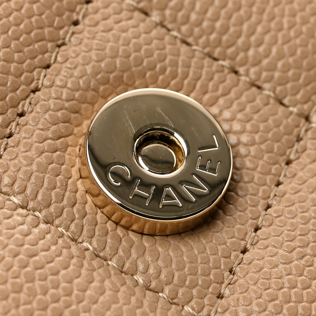 Chanel Caviar Quilted Crystal CC Wallet On Chain WOC Beige 12 of 13