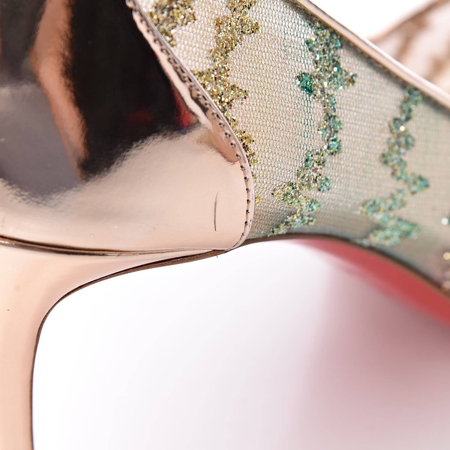 Christian Louboutin Metallic Rete Lace Chantilly 554 85 Pumps 38.5 Blush Multicolor 10 of 12