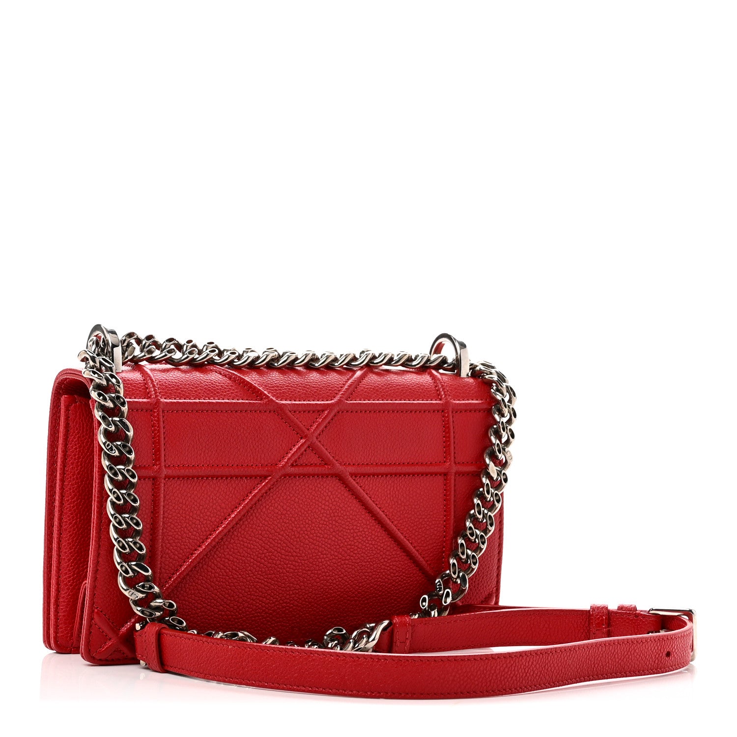 Christian Dior Grained Calfskin Small Diorama Flap Bag Red 3 of 10