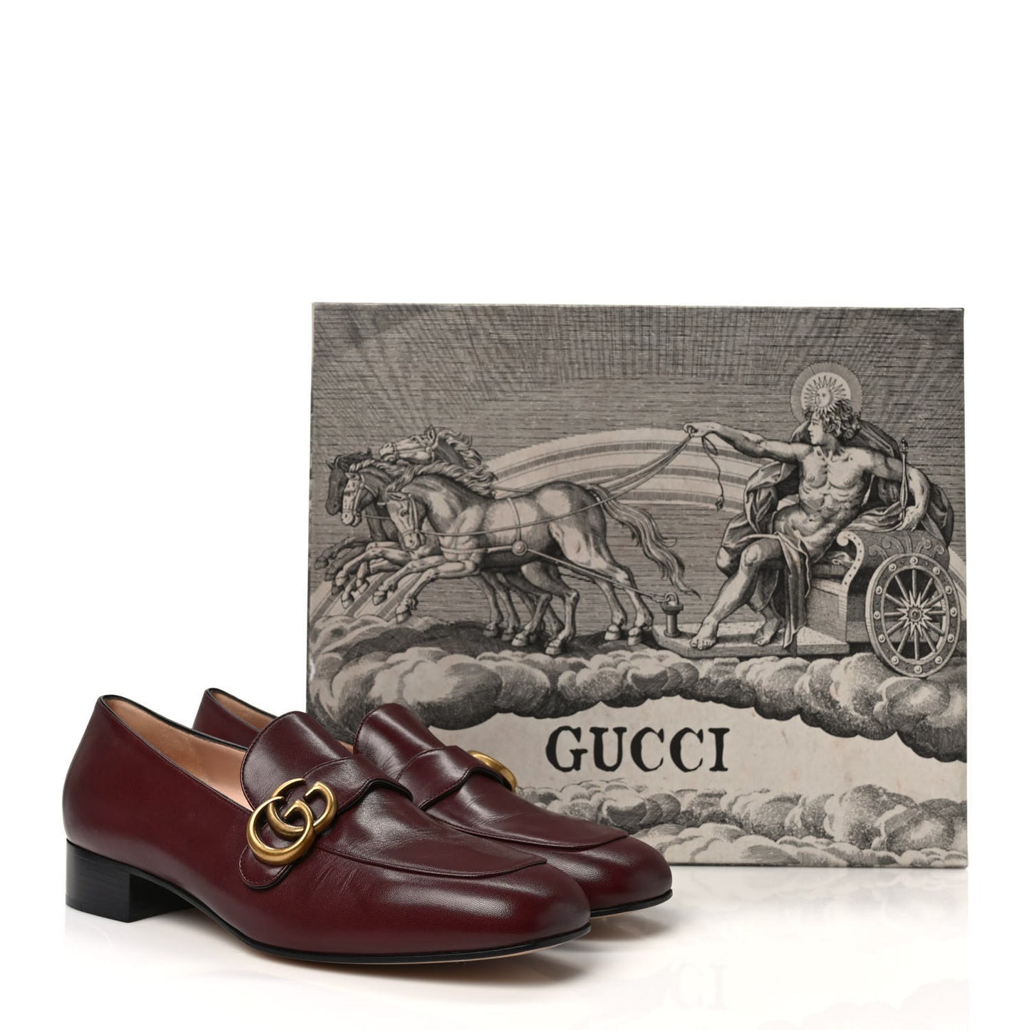 Malaga Kid Womens GG Marmont Loafers 40.5 Vintage Bordeaux