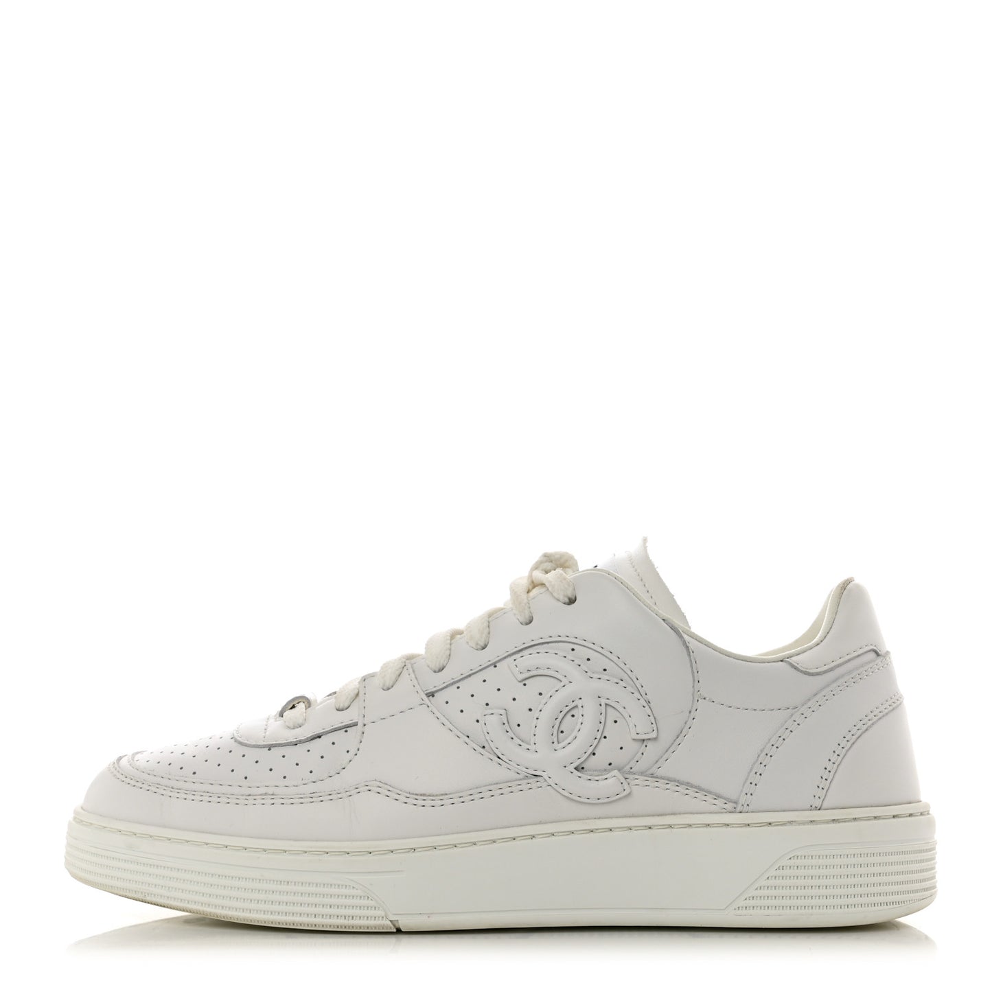 Calfskin CC Womens Sneakers 38.5 White