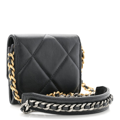 Chanel Lambskin Quilted Chanel 19 Flap Coin Purse With Chain Black 3 of 10