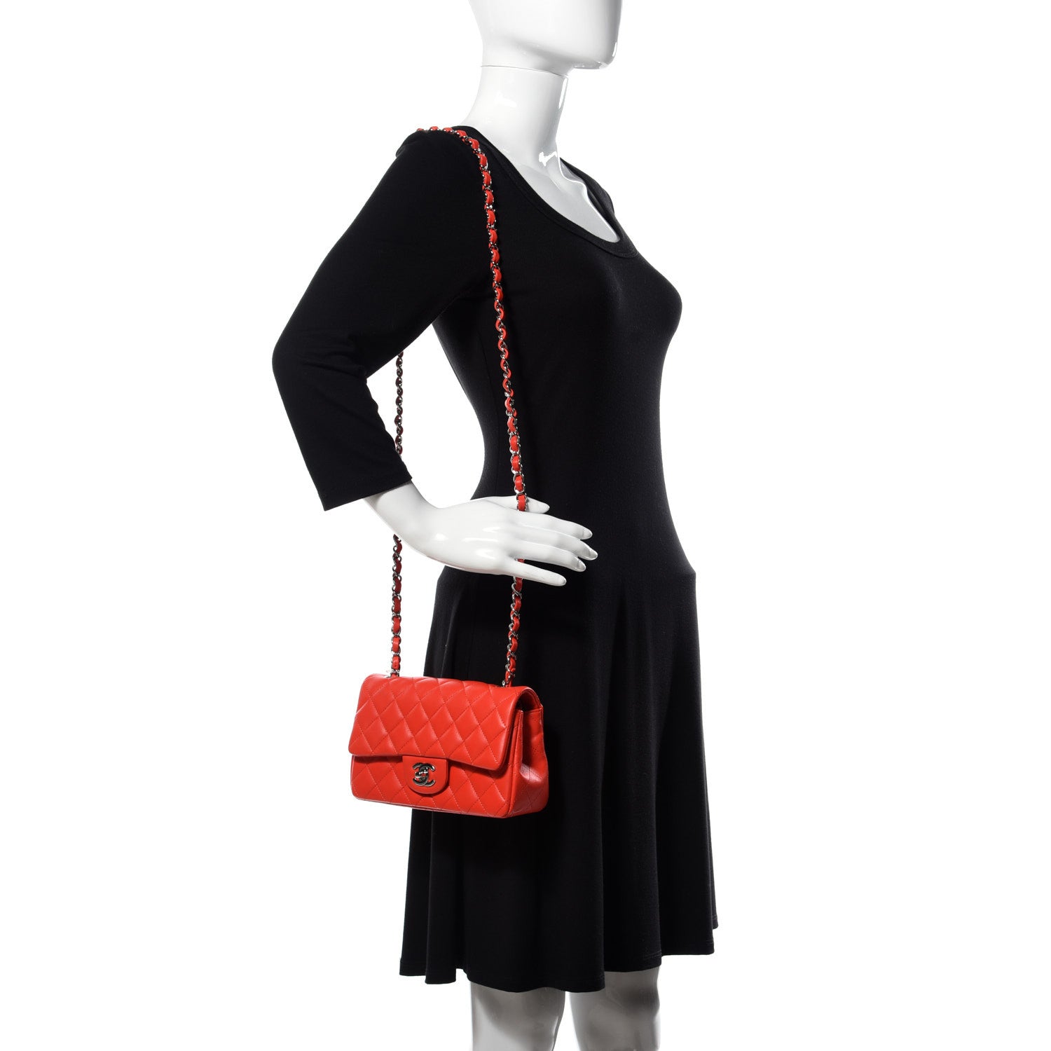 Chanel Lambskin Quilted Mini Rectangular Flap Red 2 of 13