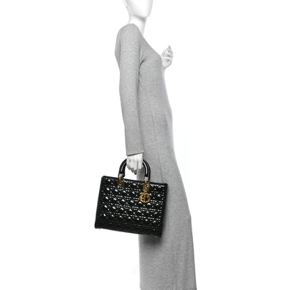Christian Dior Patent Cannage Large Lady Dior Black 2 of 10