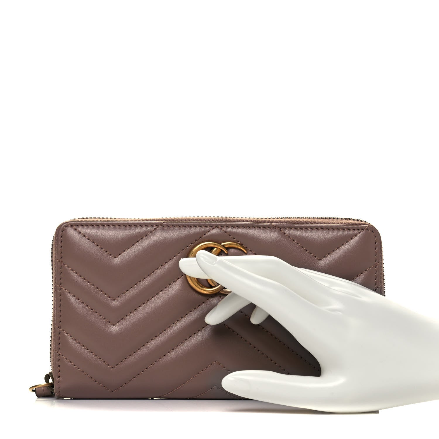 Gucci Calfskin Matelasse GG Marmont Zip Around Wallet Porcelain Rose 2 of 10