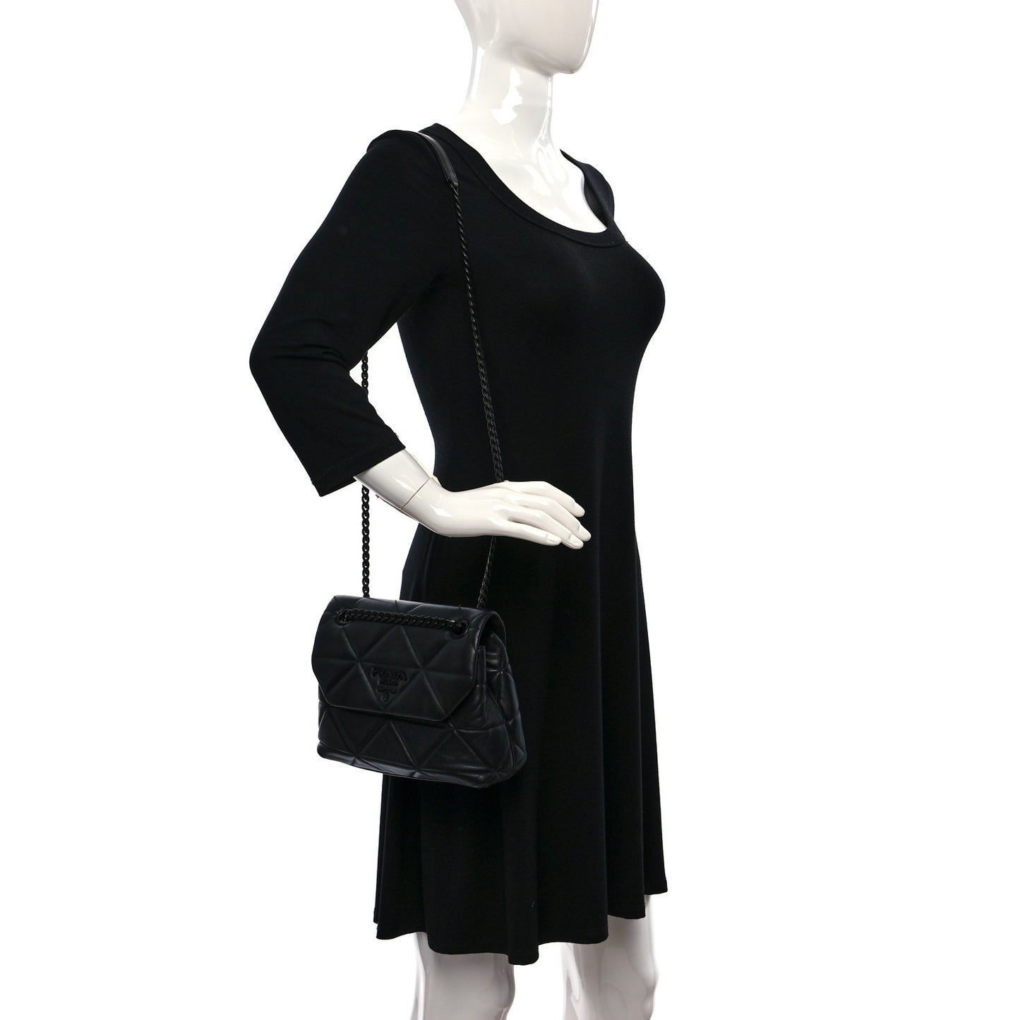 Nappa Triangle Stitched Small Spectrum Bag Black