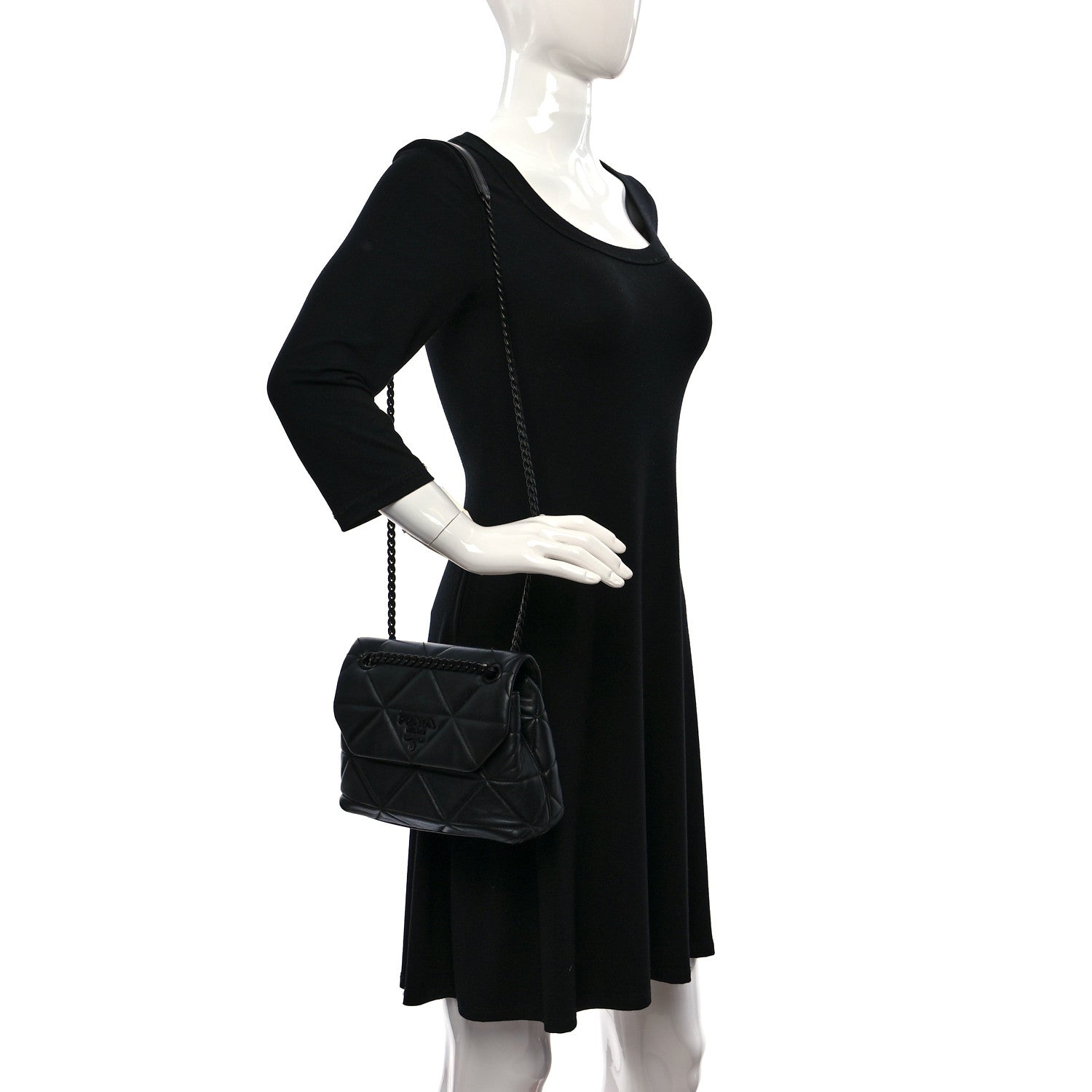 Prada Nappa Triangle Stitched Small Spectrum Bag Black 2 of 14