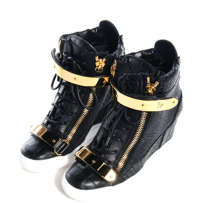 FASHIONPHILE GIUSEPPEZANOTTICrocStampedLorenz75WedgeSneakers37Black 3 of 7