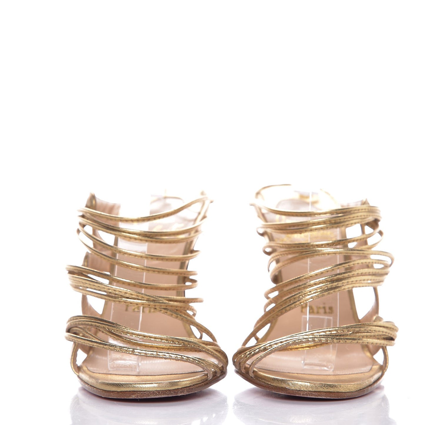 Metallic Nappa Frescobaldi Strappy Slide Sandals 36 Gold