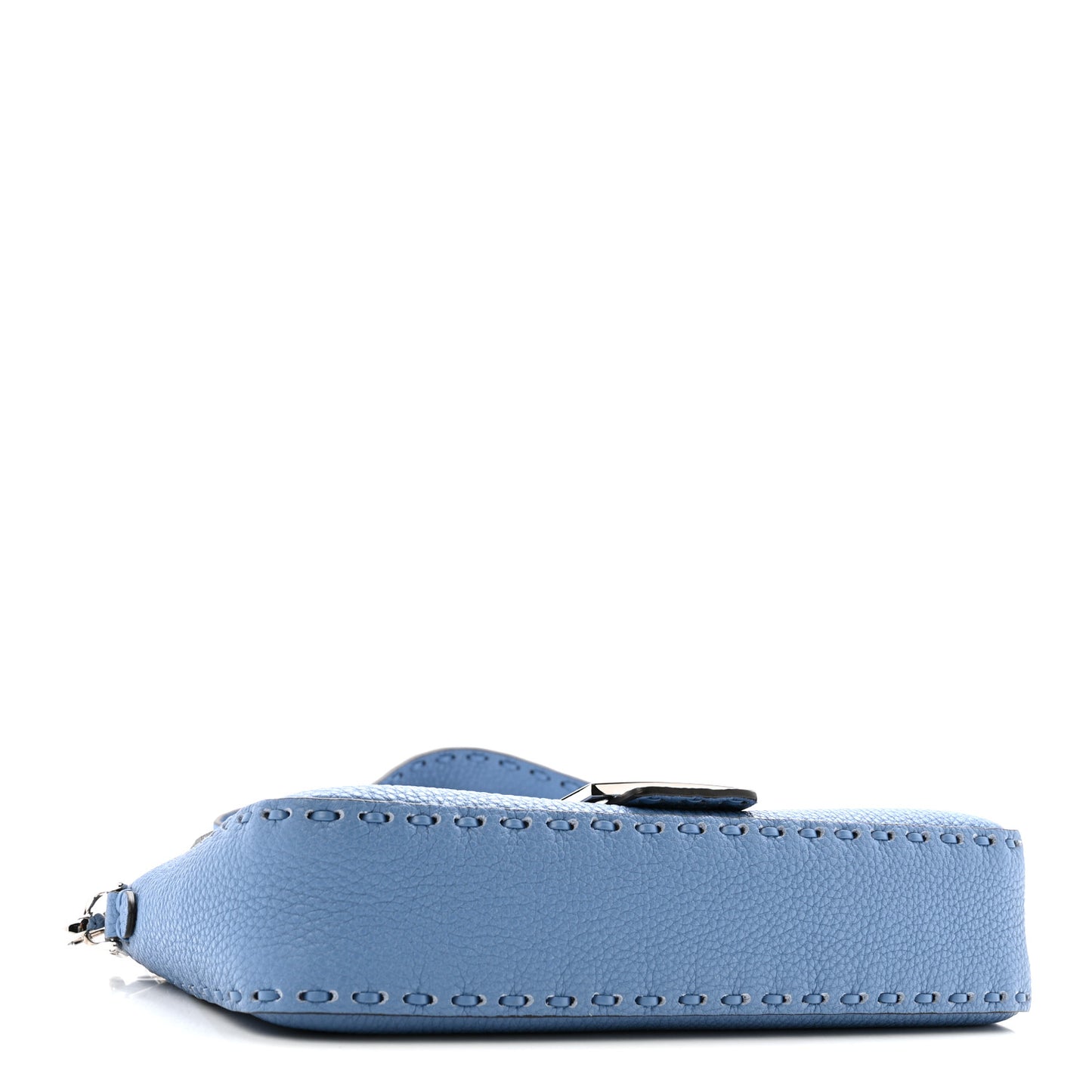 Cuoio Roma Sellerissima Nappa Sintetica Tape Stitch Baguette Placca Placca Argento Blue