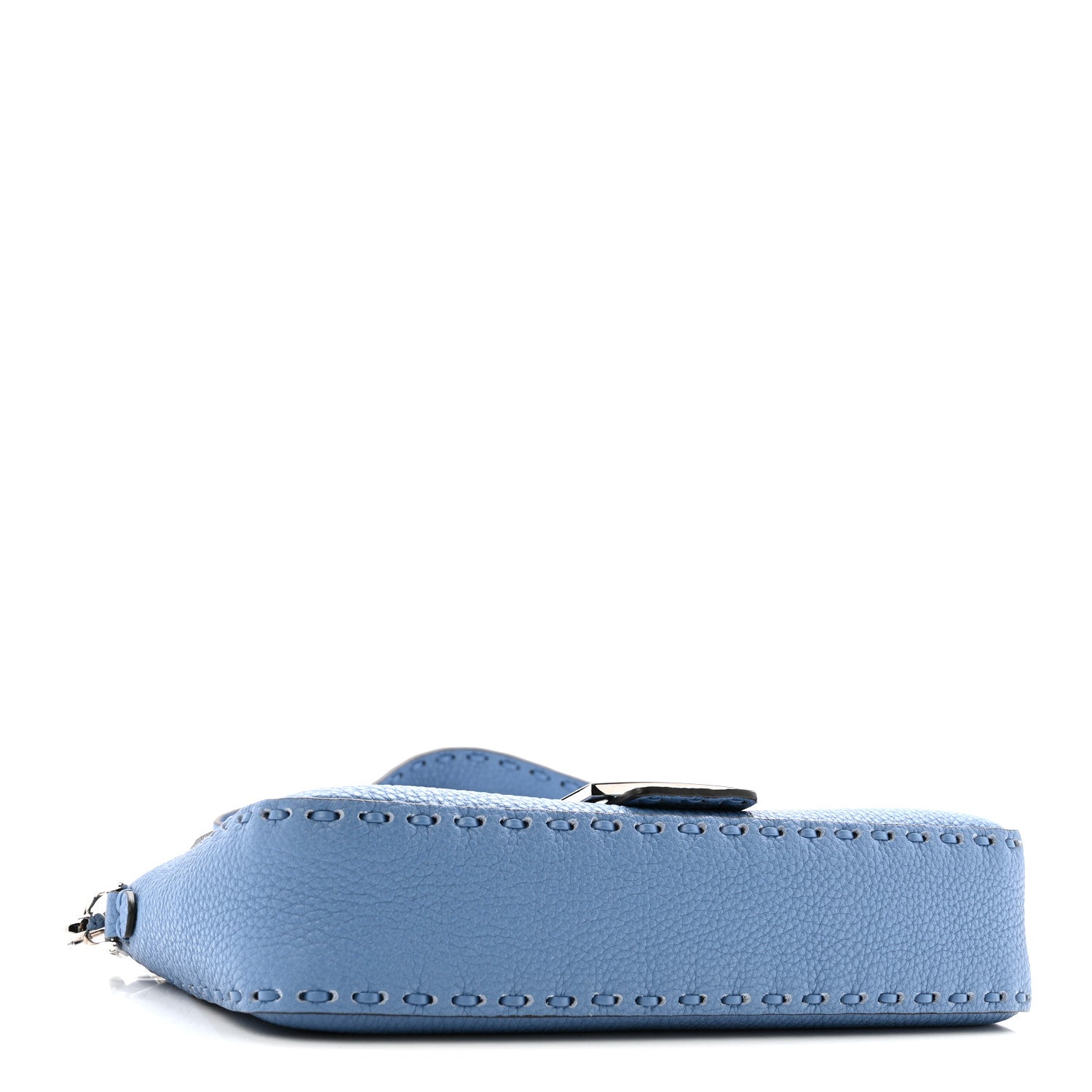 Fendi Cuoio Roma Sellerissima Nappa Sintetica Tape Stitch Baguette Placca Placca Argento Blue 4 of 15