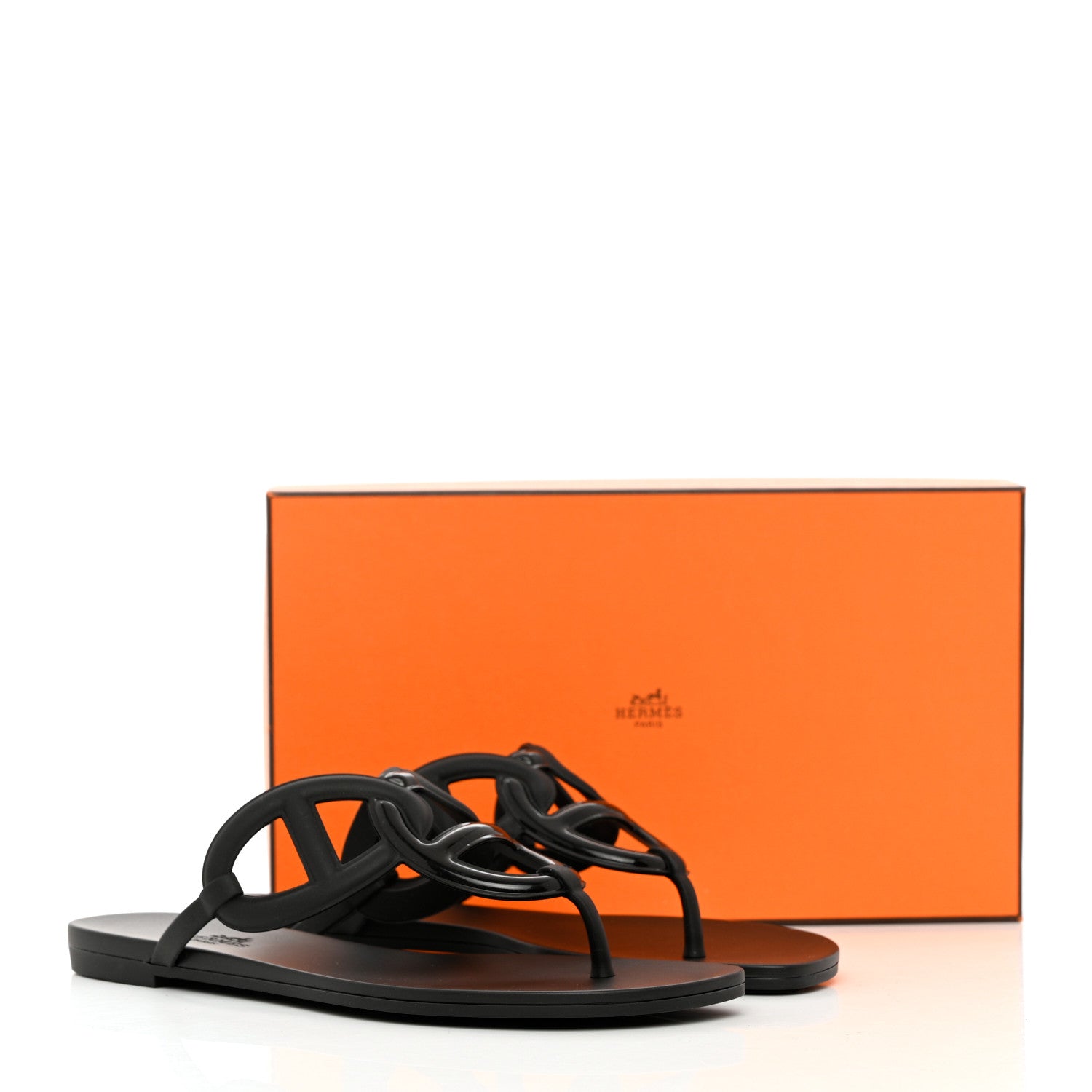 Hermes Rubber Womens Egerie Sandals 39 Black 9 of 9