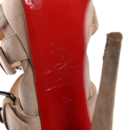 Christian Louboutin Suede Toutenkaboucle 150 Platform Sandals 35 Taupe Tirilo 9 of 21