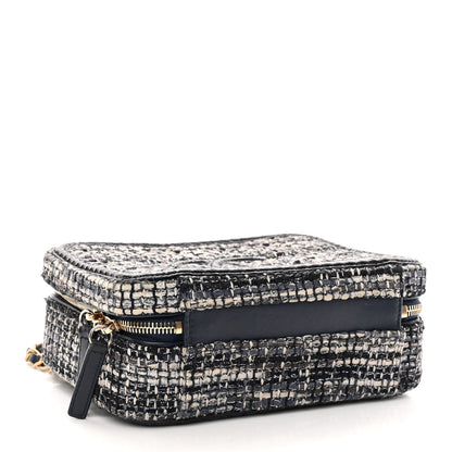 Chanel Tweed Snakeskin Quilted Medium CC Filigree Vanity Case Dark Navy 4 of 10