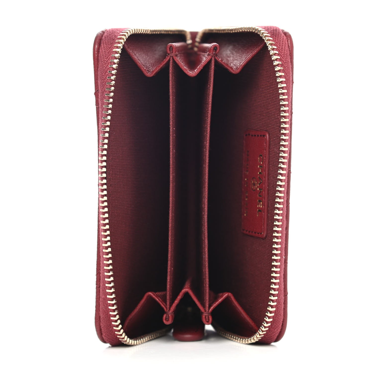 Chanel Lambskin Quilted 19 Zip Around Card Holder Dark Red 4 of 4