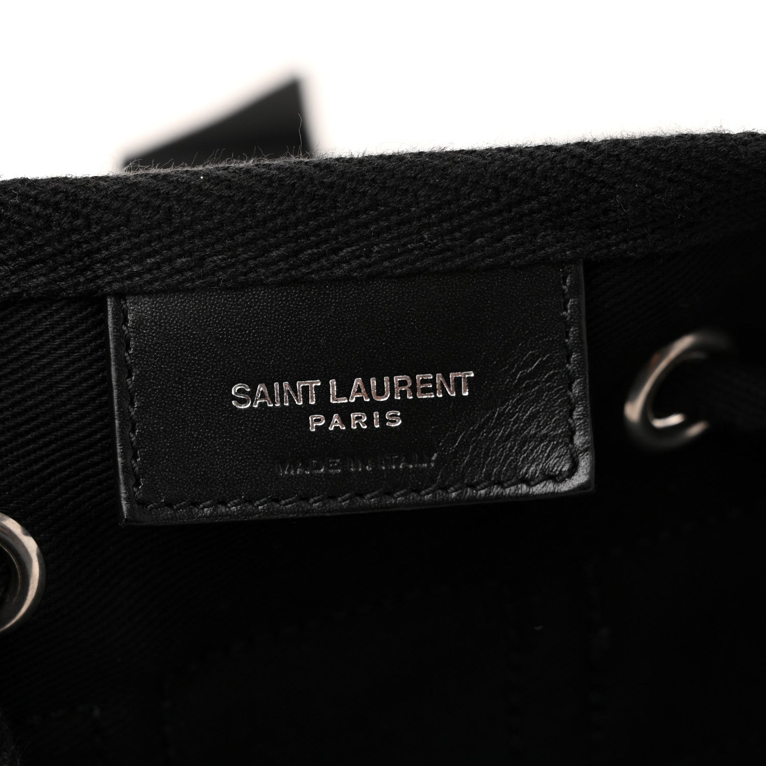 Saint Laurent Canvas Rive Gauche Drawstring Backpack Black White 7 of 15
