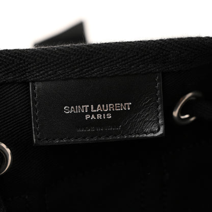 Saint Laurent Canvas Rive Gauche Drawstring Backpack Black White 7 of 15