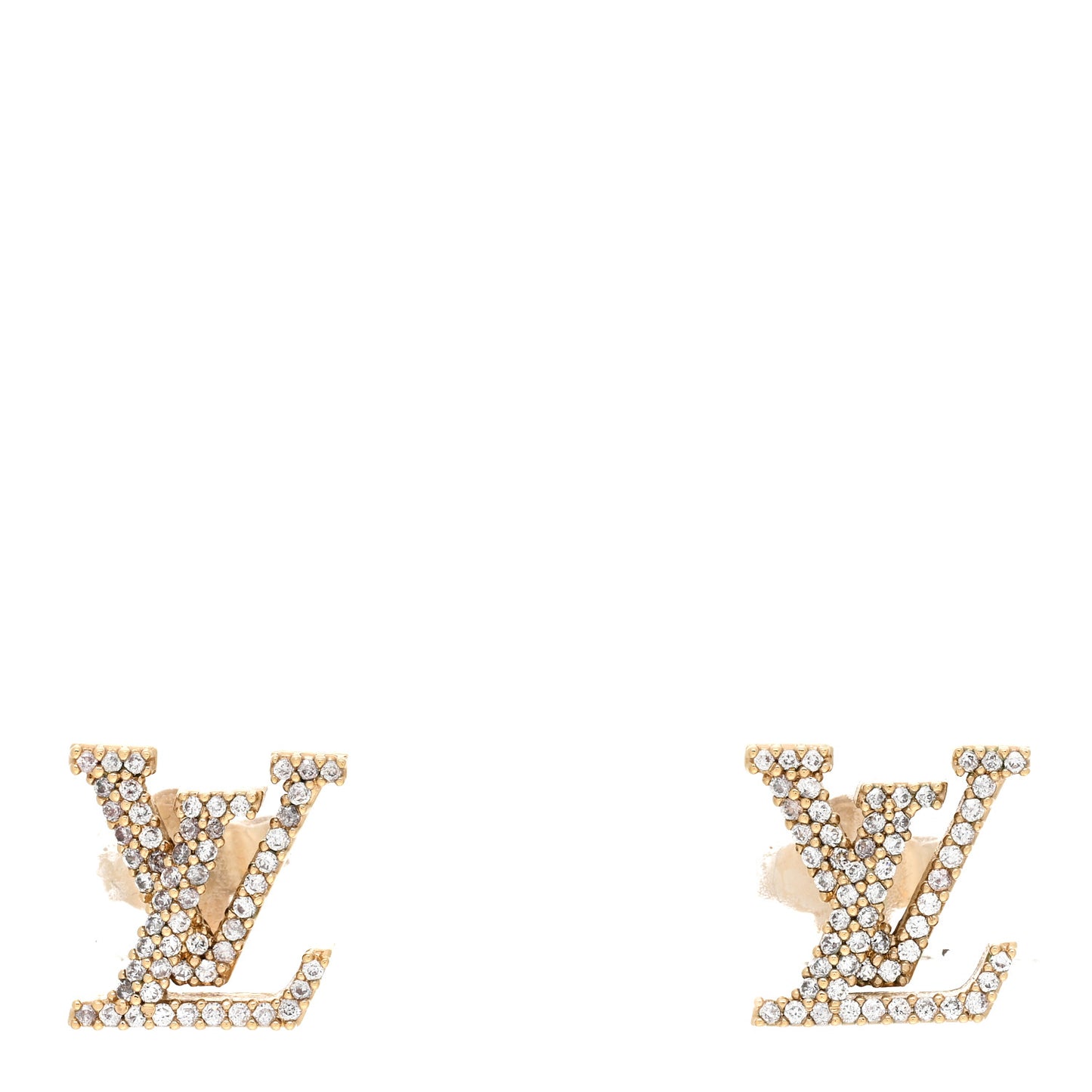 Metal Crystal LV Iconic Earrings Gold