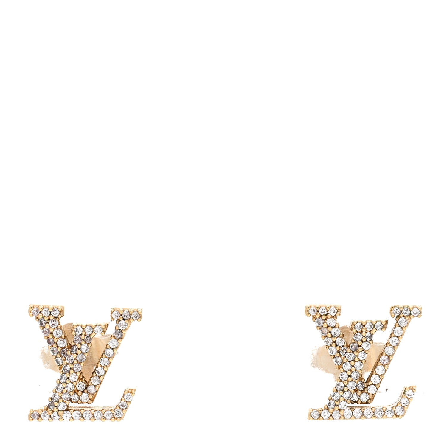 Louis Vuitton Metal Crystal LV Iconic Earrings Gold 1 of 5