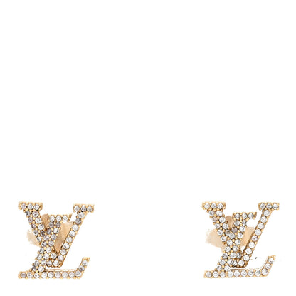 Louis Vuitton Metal Crystal LV Iconic Earrings Gold 1 of 5