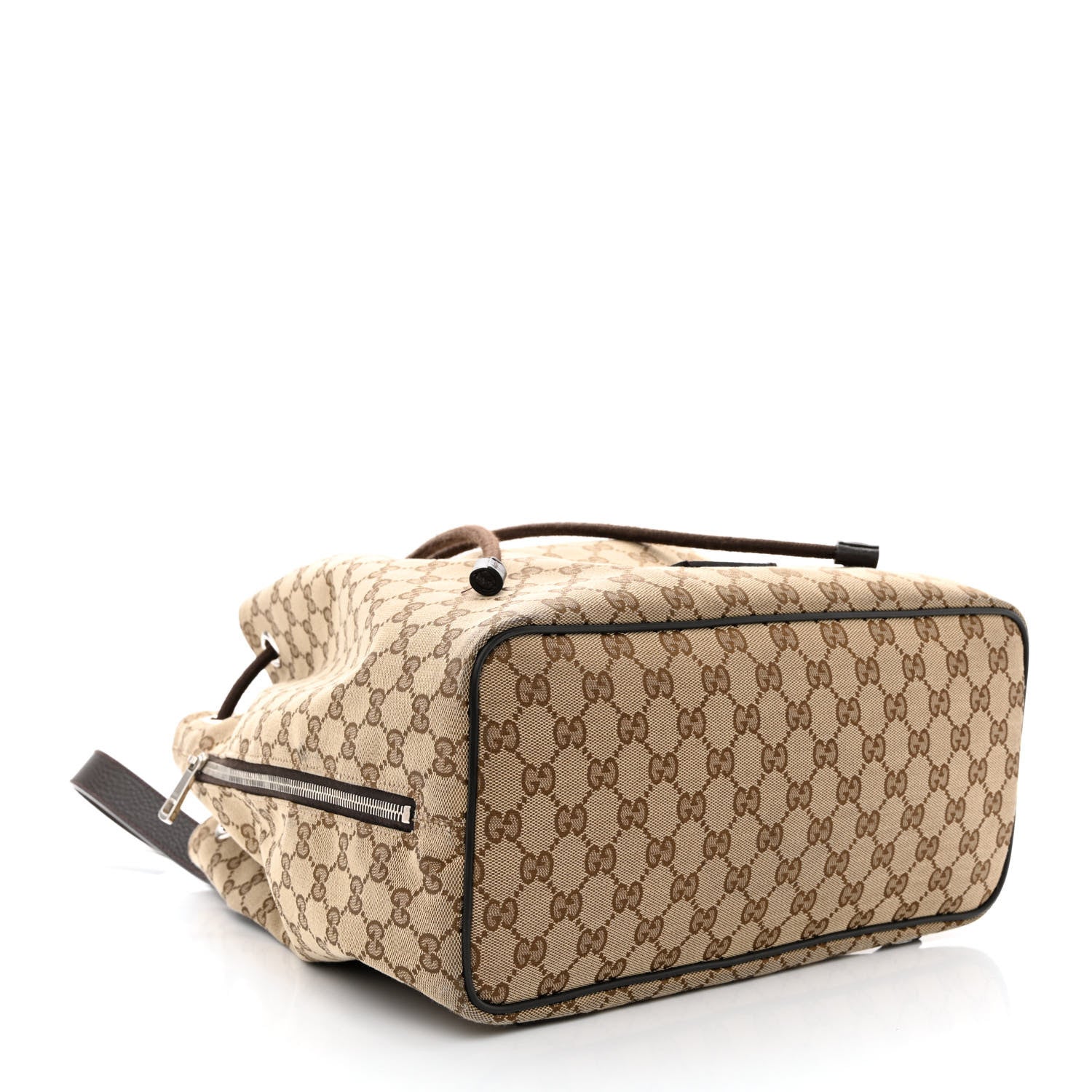 Gucci Monogram Dollar Calfskin O Drawstring Backpack Beige Ebony Testa di Moro Dark Chocolate 4 of 13