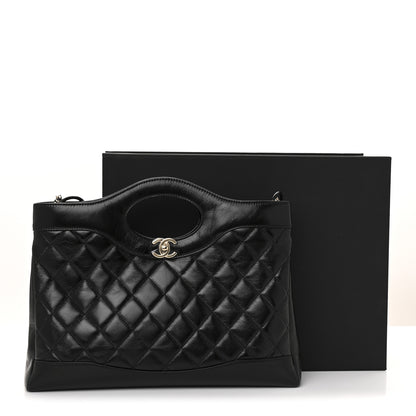 Chanel Shiny Lambskin Quilted 31 Shopping Bag Black 23 of 23