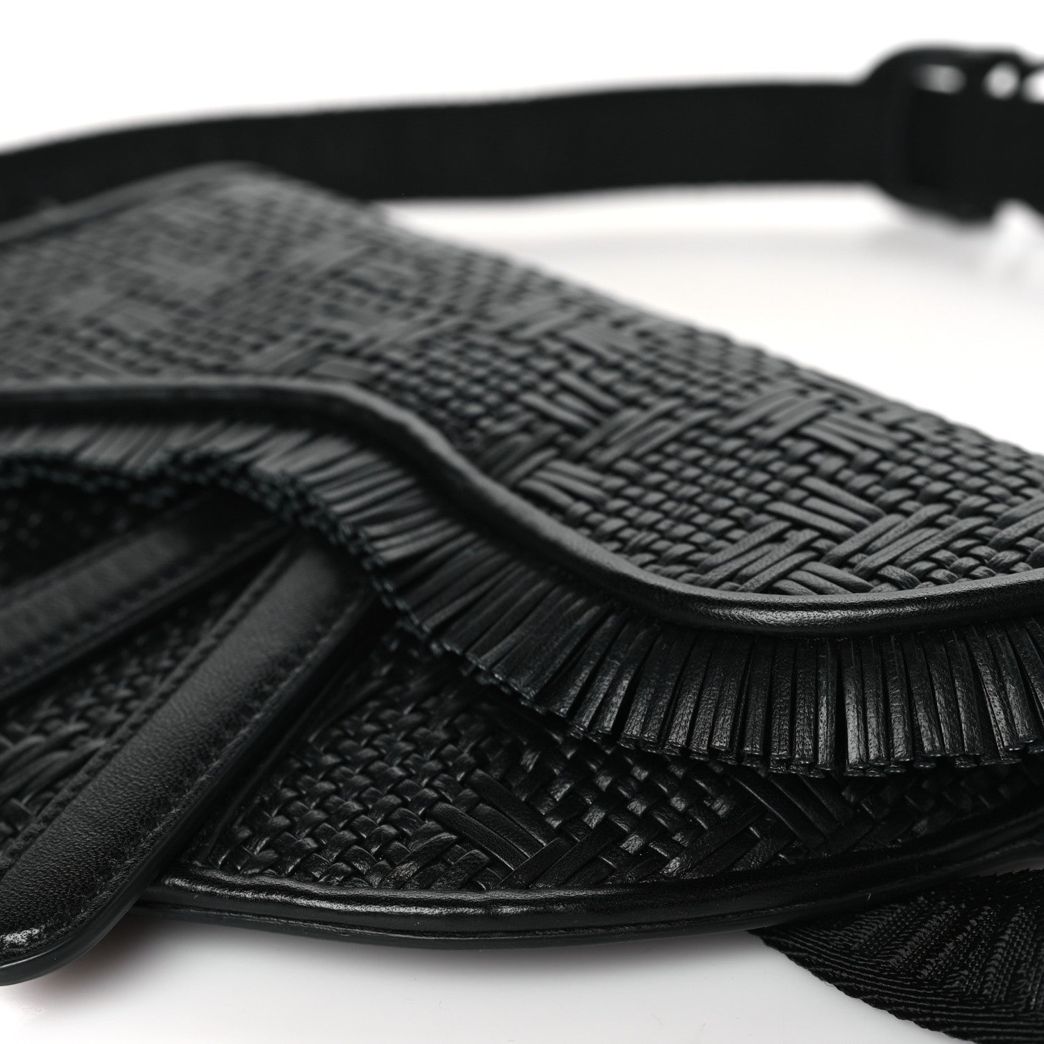 Christian Dior Calfskin Braided Saddle Belt Bag Black 9 of 10