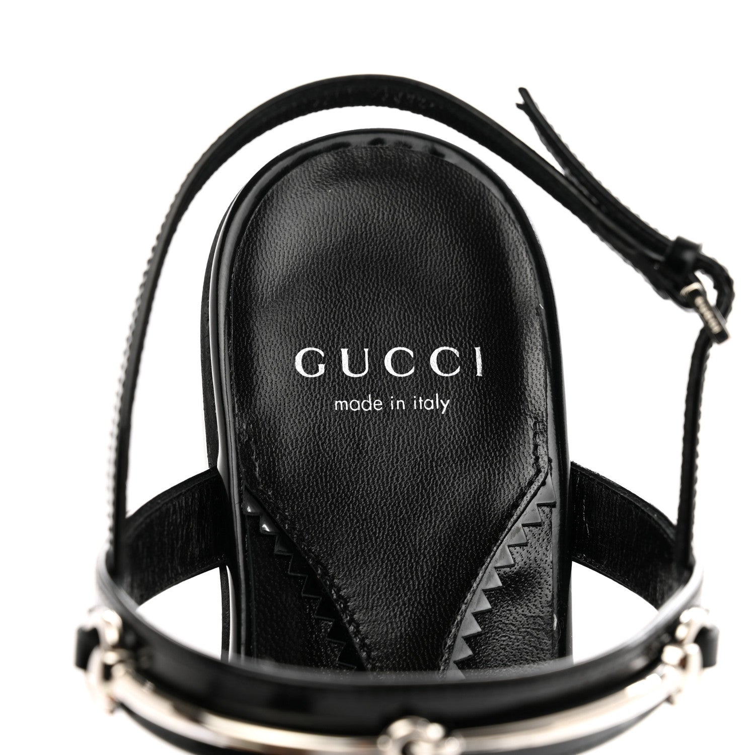 Gucci Calfskin Horsebit Divine Slingback Sandals 37 Black 7 of 8