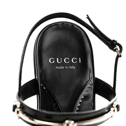 Gucci Calfskin Horsebit Divine Slingback Sandals 37 Black 7 of 8