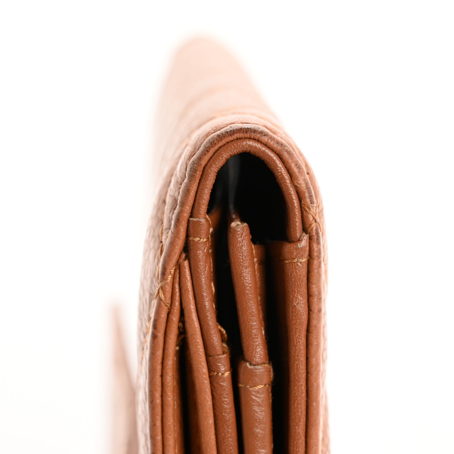 Caviar Quilted Long Flap Wallet Light Brown