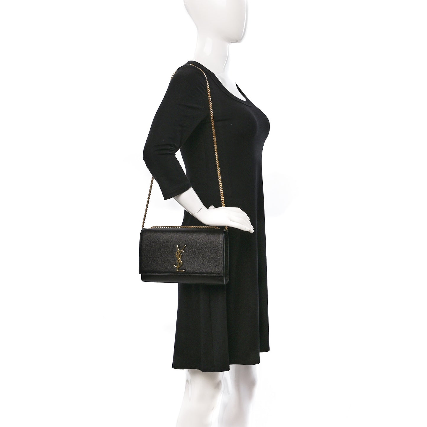 Grain De Poudre Medium Classic Monogram Kate Satchel Black