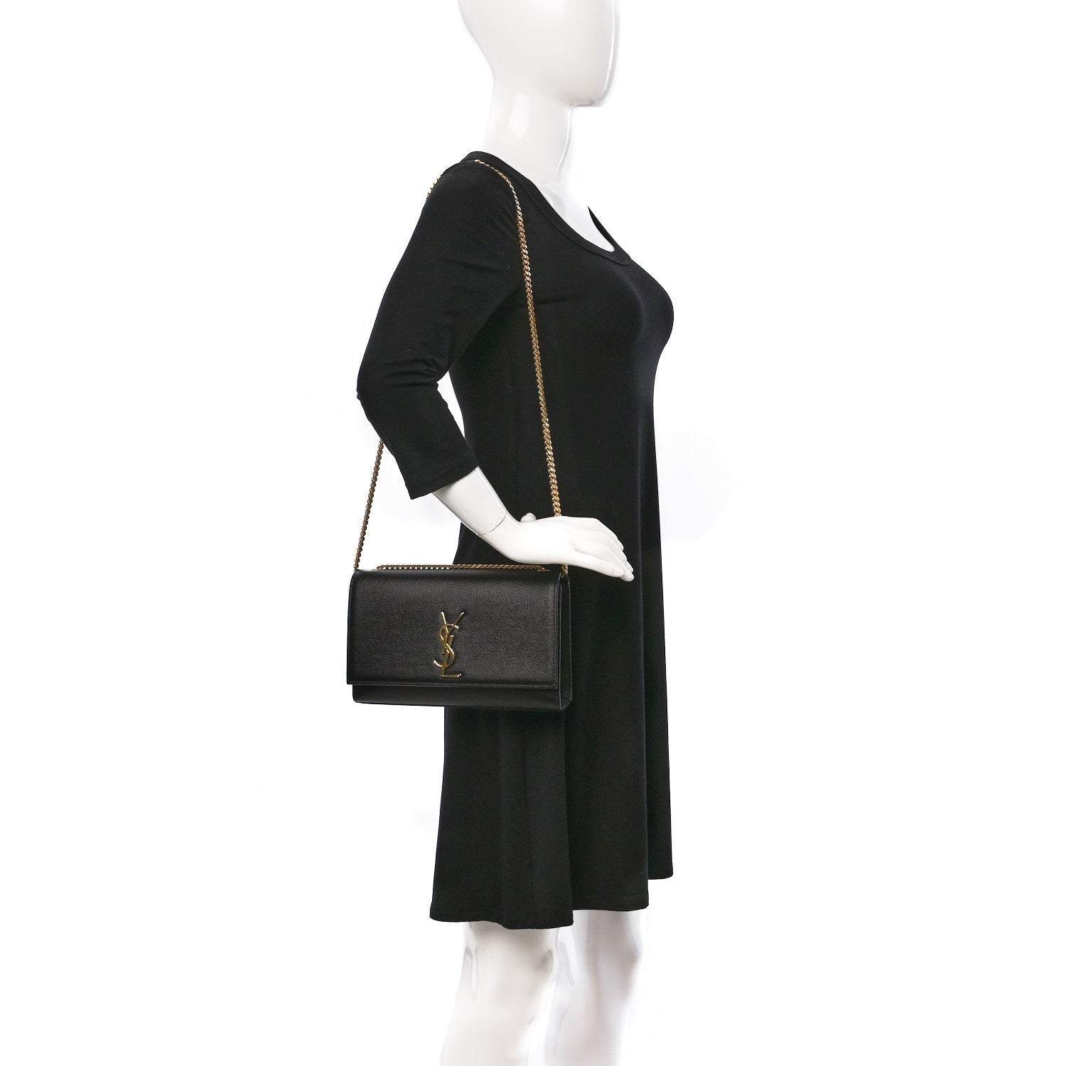 Saint Laurent Grain De Poudre Medium Classic Monogram Kate Satchel Black 2 of 8