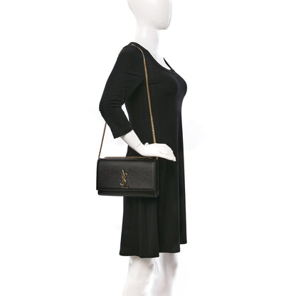 Saint Laurent Grain De Poudre Medium Classic Monogram Kate Satchel Black 2 of 8