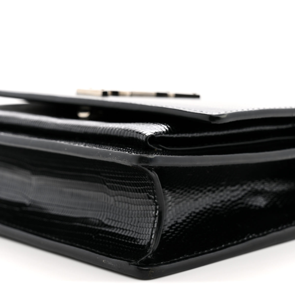Calfskin Lizard Embossed Monogram Sunset Chain Wallet Black
