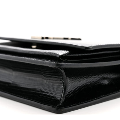 Saint Laurent Calfskin Lizard Embossed Monogram Sunset Chain Wallet Black 10 of 10