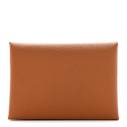 Hermes Epsom Calvi Duo Card Case Gold 1 of 7