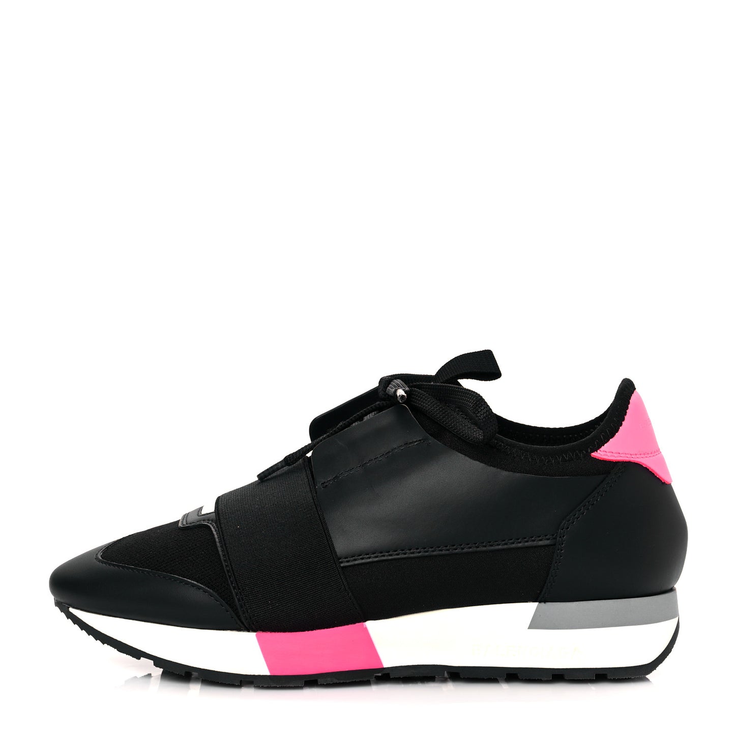 Mesh Calfskin Neoprene Womens Race Runner Sneakers 37 Black Rose Fluo