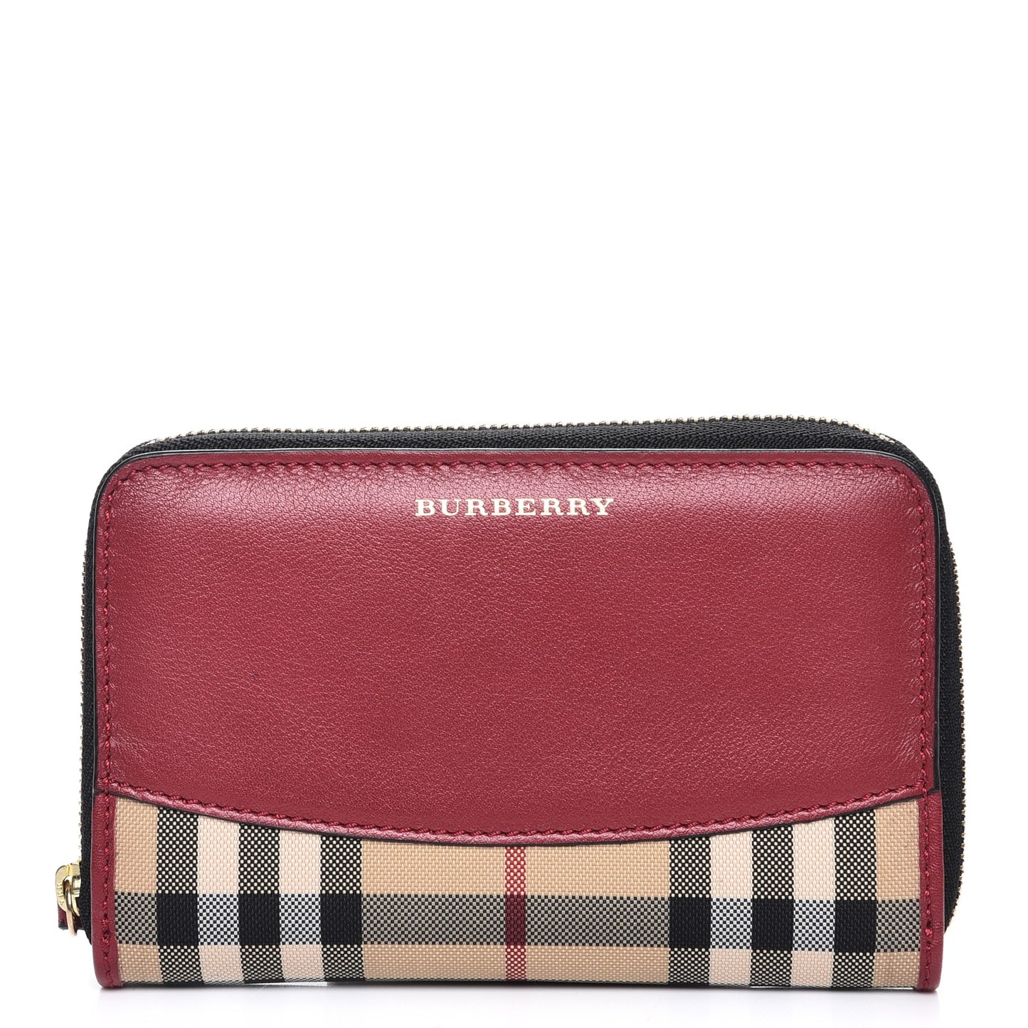 Calfskin Horseferry Check Medium Marston Zip Around Wallet Parade Red