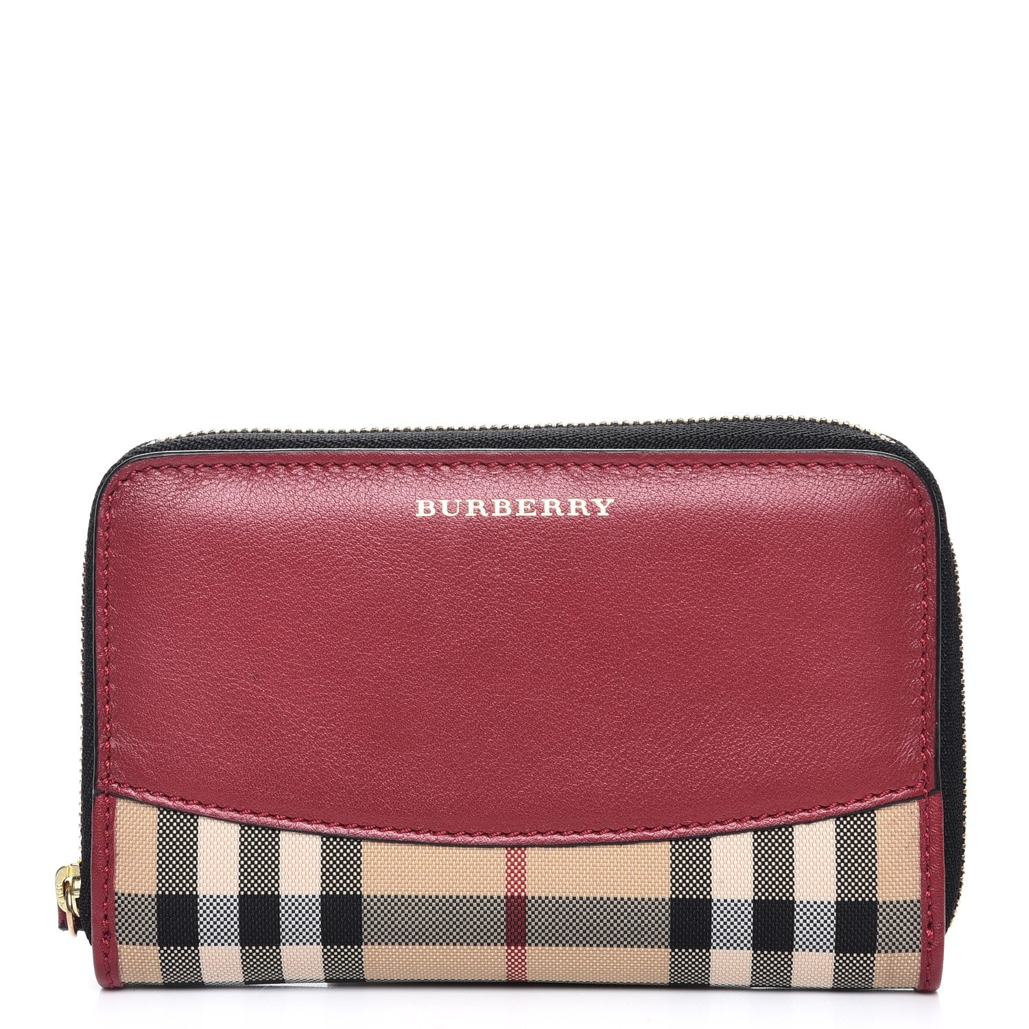 Burberry Calfskin Horseferry Check Medium Marston Zip Around Wallet Parade Red 1 of 8