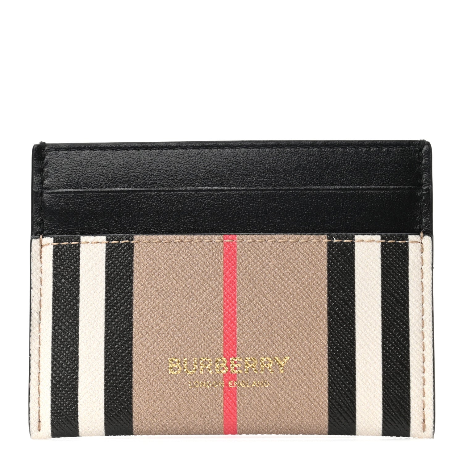 Burberry E-Canvas Calfskin Icon Stripe Card Case Archive Beige 1 of 7