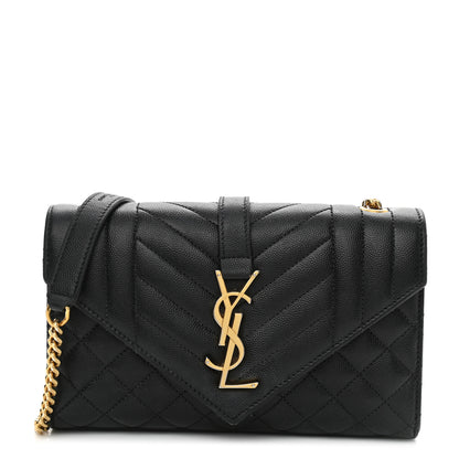Saint Laurent Grain De Poudre Textured Mixed Matelasse Triquilt Small Monogram Satchel Black 1 of 13