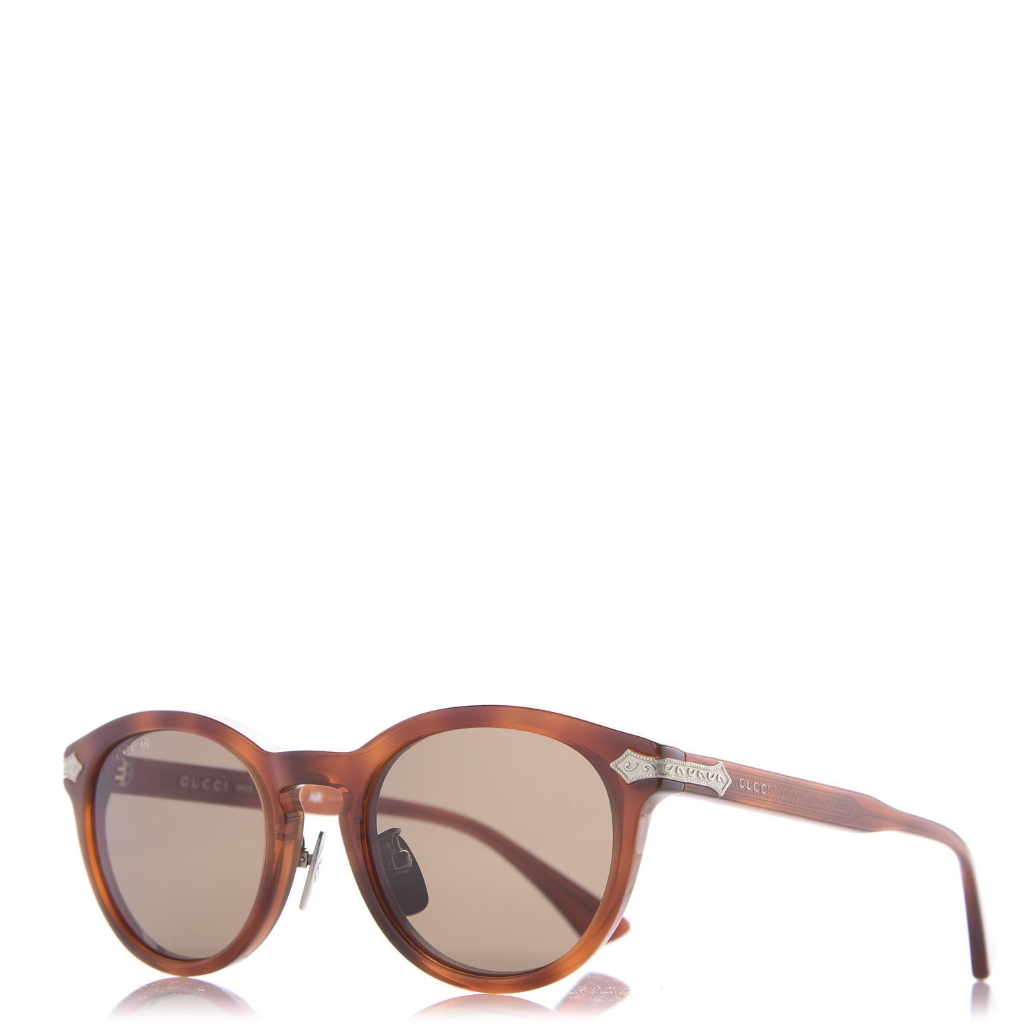 Gucci Acetate Round Metal Sunglasses GG0071S Havana 1 of 9