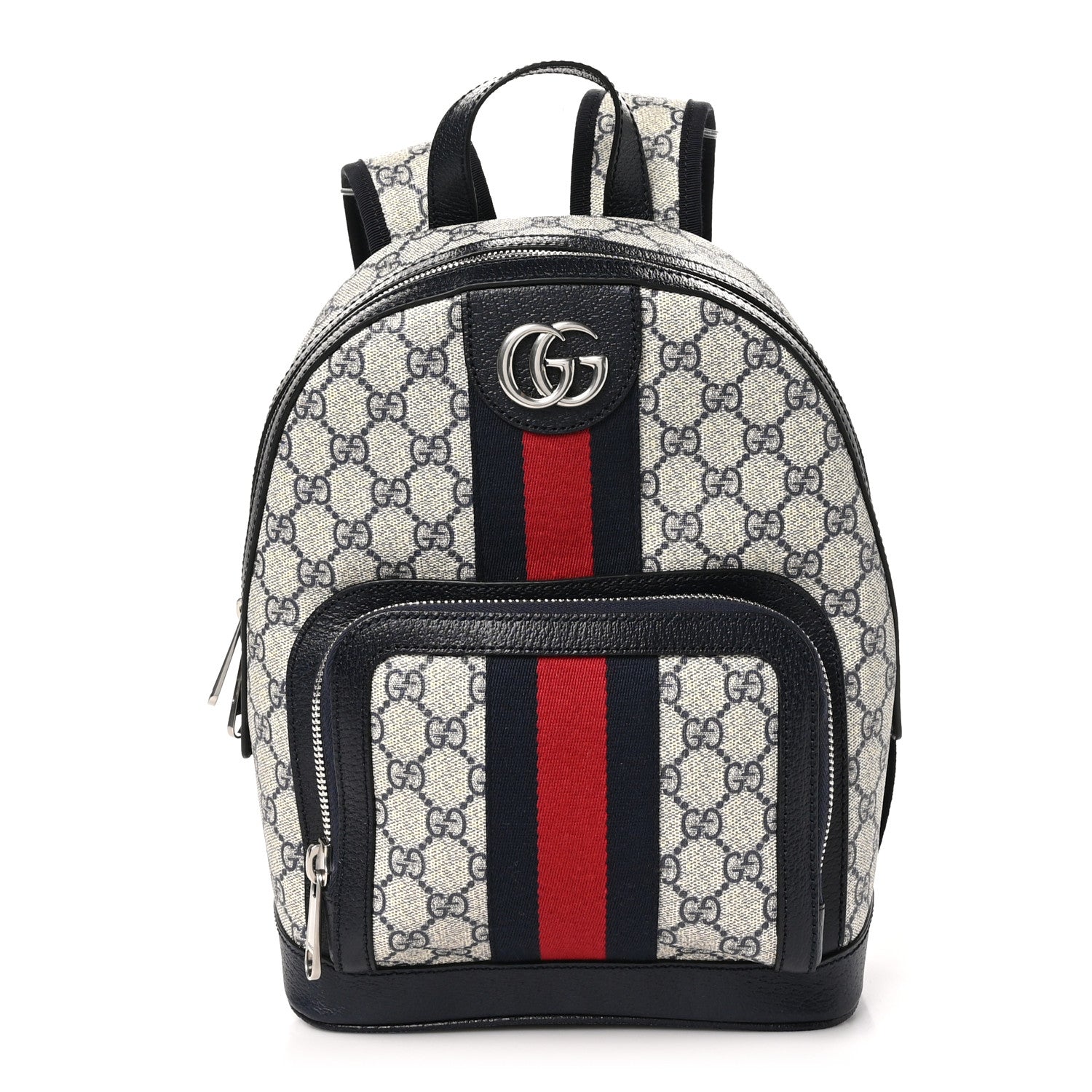 Gucci GG Supreme Monogram Textured Dollar Calfskin Web Small Ophidia Day Backpack Beige Blue Black 1 of 10