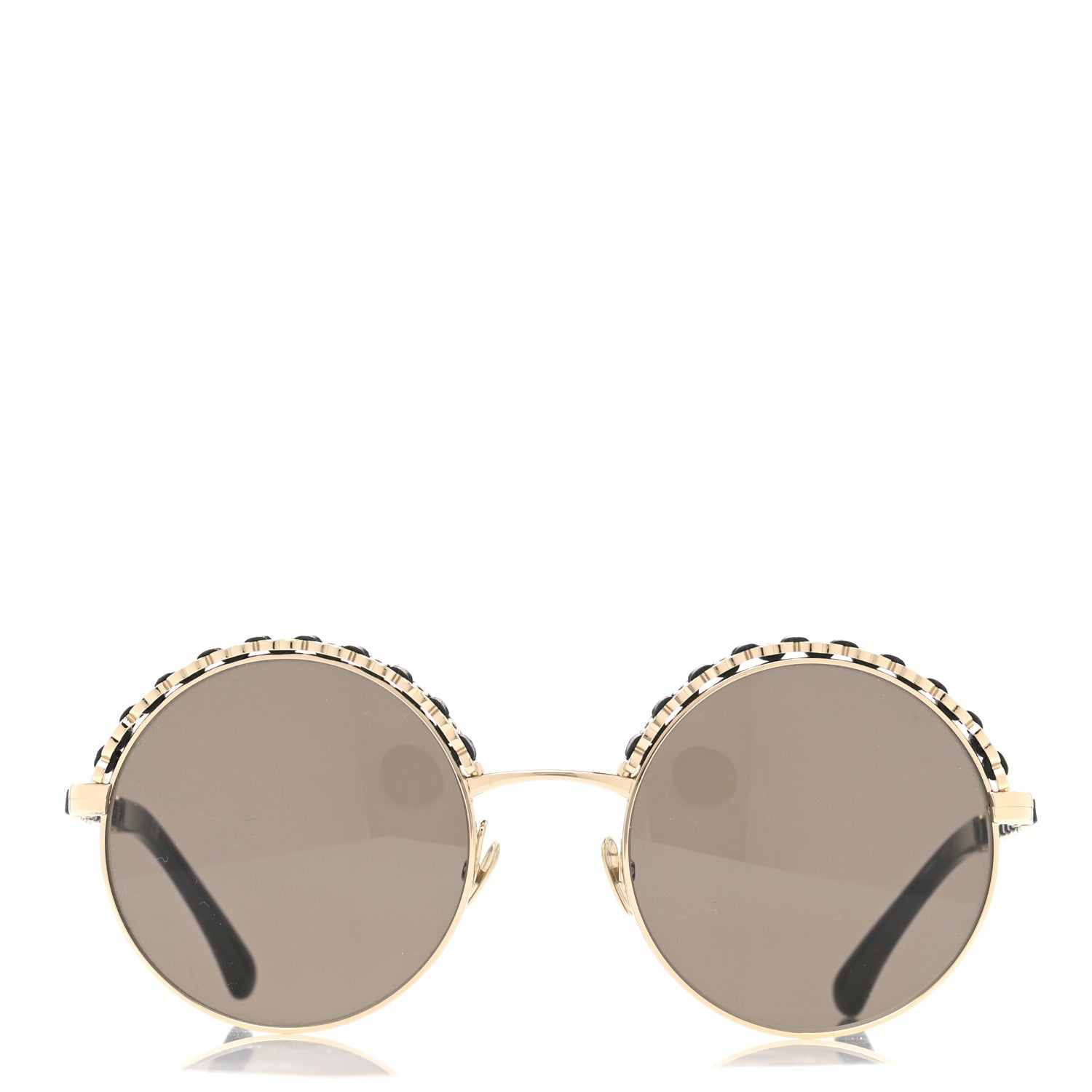 Chanel Metal Calfskin Round Chain Sunglasses 4265-Q Black 2 of 8