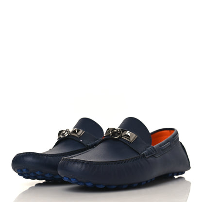 Hermes Epsom Mens Irving Driving Moccasin Loafers 42 Marine 2 of 8