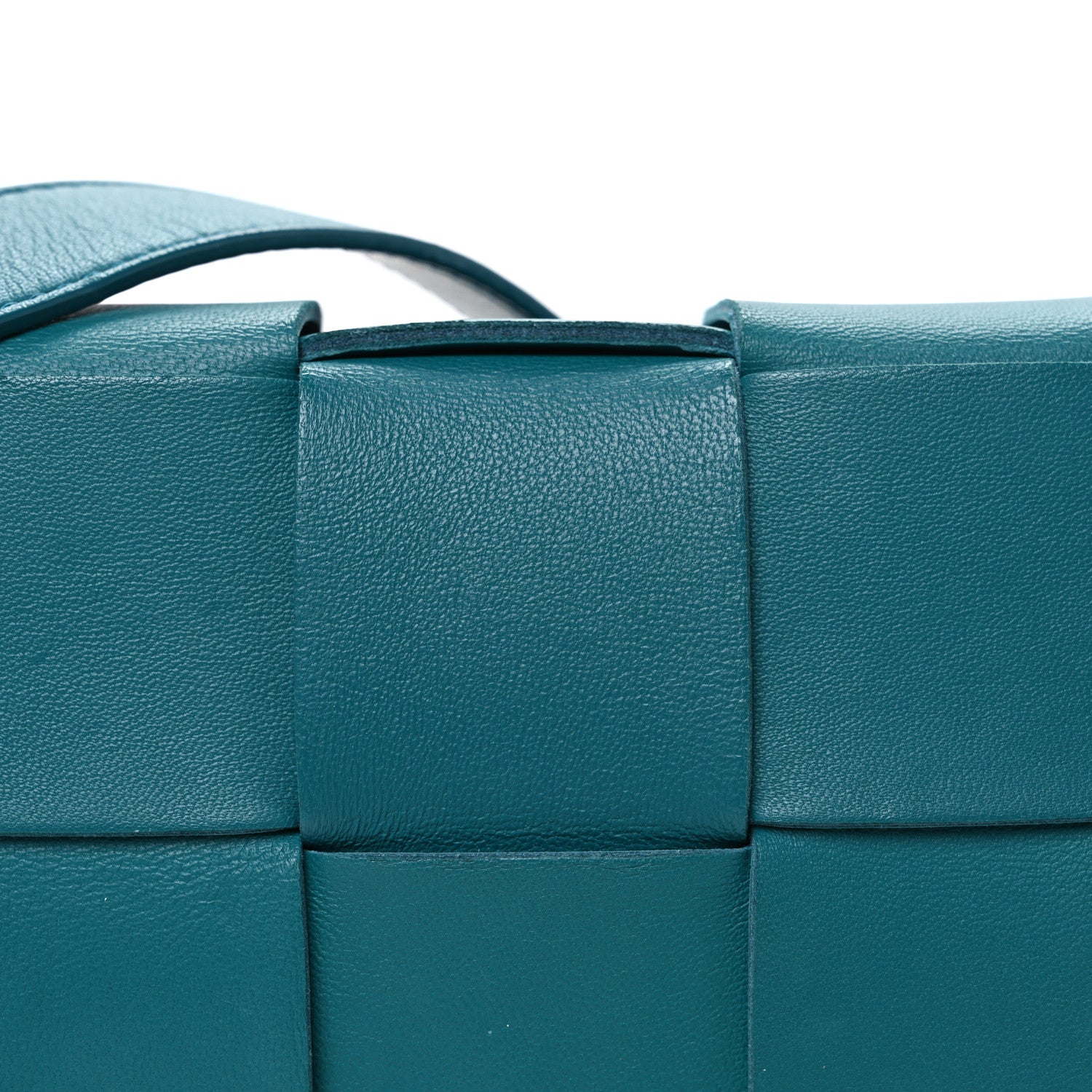 Bottega Veneta Lambskin Maxi Intrecciato Cassette Crossbody Bag Petrol Blue 9 of 11