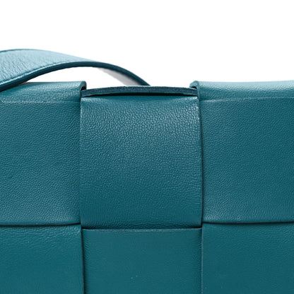 Bottega Veneta Lambskin Maxi Intrecciato Cassette Crossbody Bag Petrol Blue 9 of 11