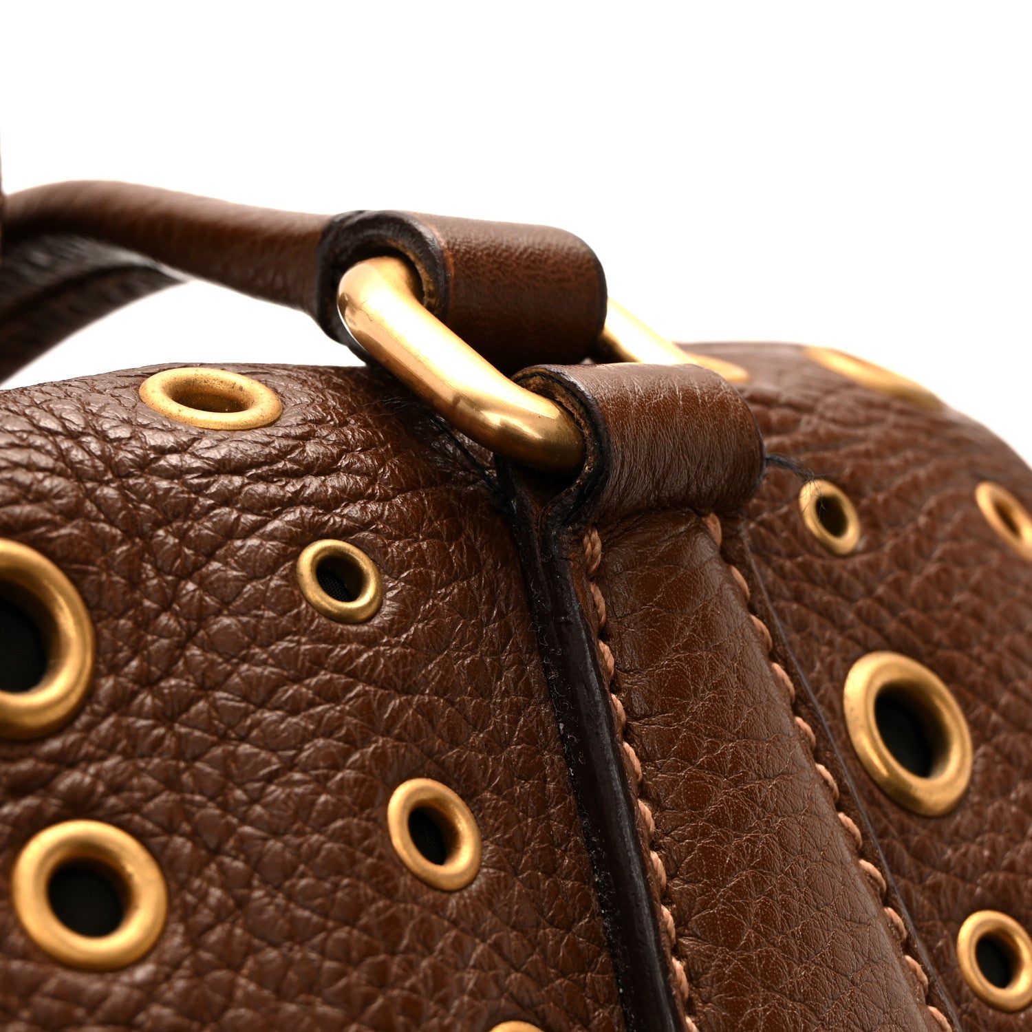 Prada Vitello Daino Grommet Satchel Bruciato 11 of 11