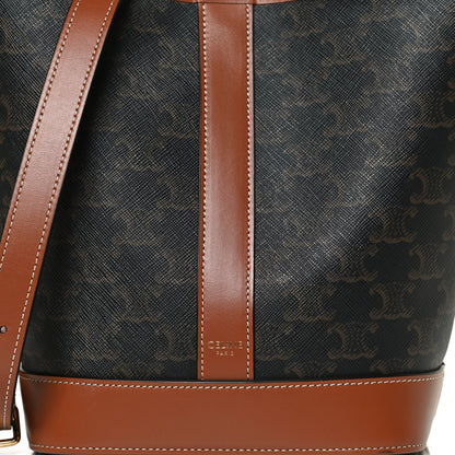 Celine Triomphe Canvas Calfskin Small Bucket Bag Tan 8 of 10