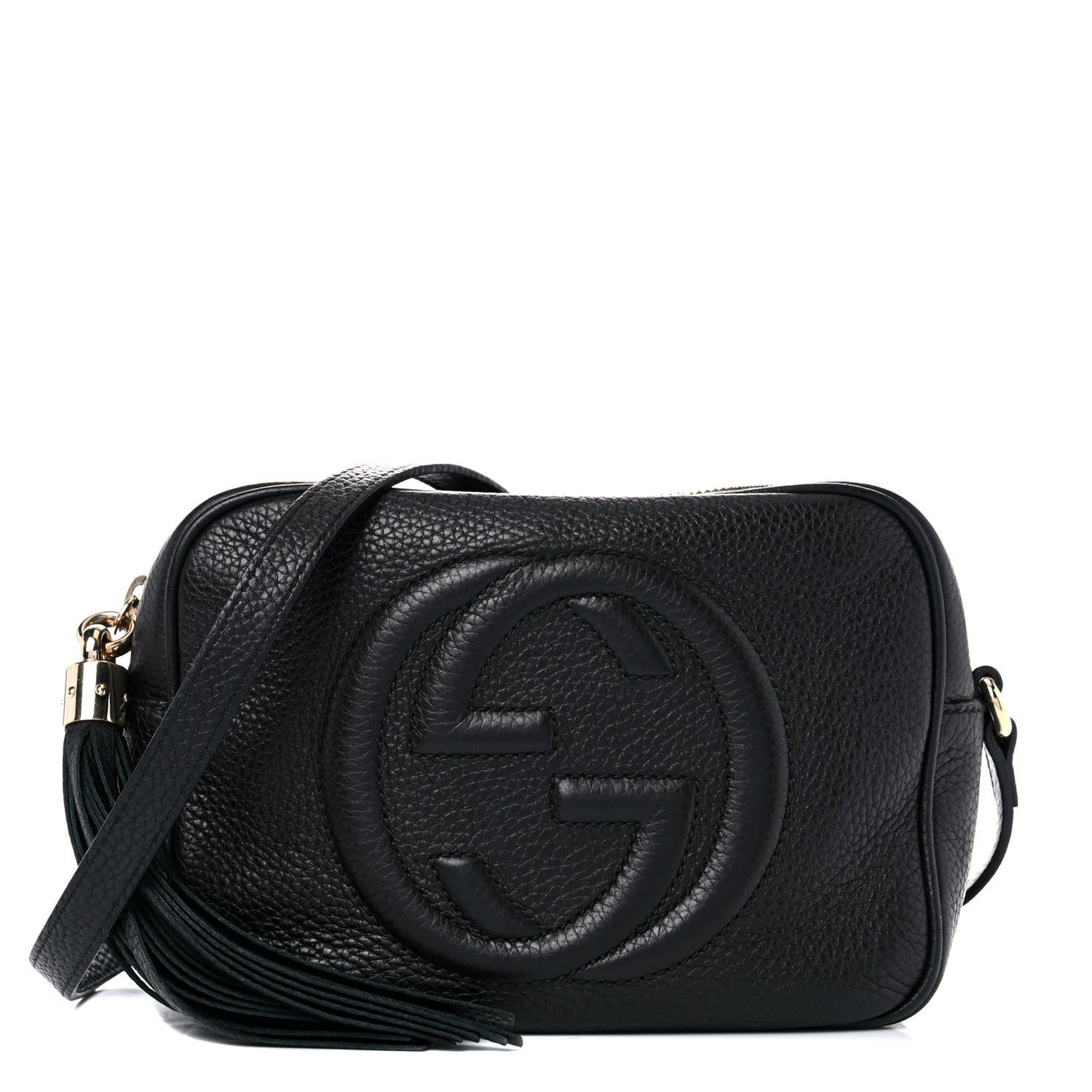 Pebbled Calfskin Small Soho Disco Bag Black